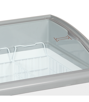 CONGELADOR HORIZONTAL CON TAPAS CORREDERAS CRISTAL CURVO LUZ LED TEFCOLD MOD NIC301SCEB, MEDIDAS L1030 x F650 x A918 MM.