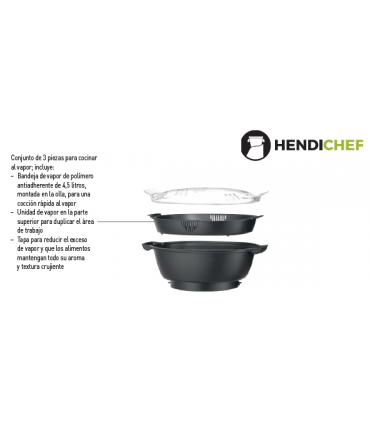 CONJUNTO DE 3 PIEZAS PARA COCINAR AL VAPOR EN ROBOT HENDI  517123