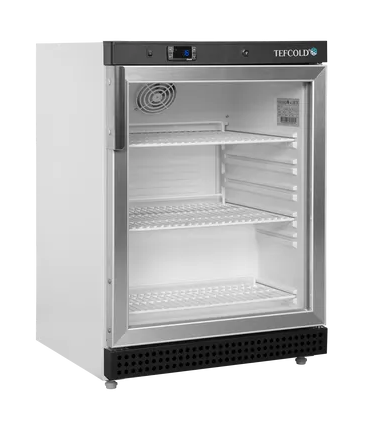 ARMARIO FRIGORÍFICO BLANCO PUERTA DE CRISTAL TEFCOLD MEDIDAS L600xF585xA855 MODELO UR200G
