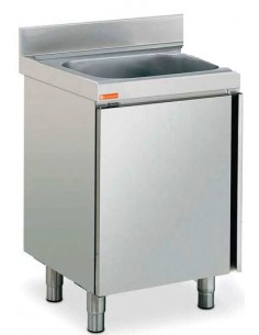 MUEBLE FREGADERO 700X700X850mm 1 CUBETA+PUERTA ABATIBLE ACERO INOX. MOD. FM070070                                               