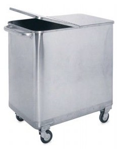 CONTENEDOR EN ACERO INOXIDABLE CON TAPA Y RUEDAS ESPECIAL PANADERÖAS 170 LITROS MOD 486008                                      