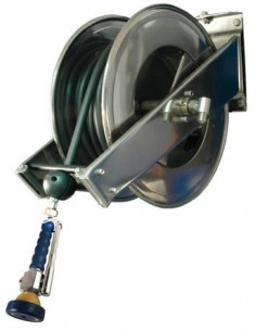 GRIFO MANGUERA ENROLLABLE EN ACERO INOXIDABLE  DE 15 MTS MOD 464004                                                             
