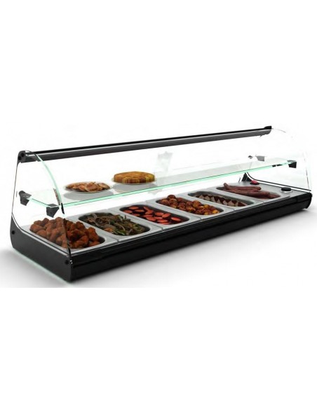 VITRINA CALIENTE DOBLE "BA¥O MARÖA" 4 CUBETAS GN,CON LUZ LED MEDIDAS A840XF395X360MM MOD. C24L                                  