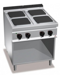 COCINA 4 FUEGOS ELCTRICA SIN HORNO A800XF700XH900MM 10,4 KWS 400V ACERO INOX. BERTOïS  MOD E7PQ4M                              