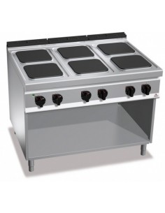 COCINA 6 FUEGOS ELCTRICA SIN HORNO A1200XF700XH900MM 15,6 KWS 400V ACERO INOX. BERTOïS  MOD E7PQ6M                             