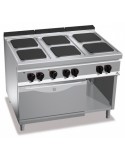 COCINA 6 FUEGOS ELCTRICA CON HORNO GN 2/1 A1200XF700XH900MM 23,1 KWS 400V ACERO INOX. BERTOïS  MOD E7PQ6+FE                    