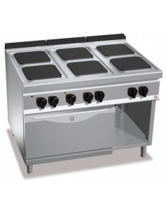 COCINA 6 FUEGOS ELCTRICA CON HORNO GN 2/1 A1200XF700XH900MM 23,1 KWS 400V ACERO INOX. BERTOïS  MOD E7PQ6+FE                    