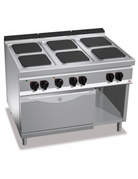 COCINA 6 FUEGOS ELCTRICA CON HORNO GN 2/1 A1200XF700XH900MM 23,1 KWS 400V ACERO INOX. BERTOïS  MOD E7PQ6+FE                    