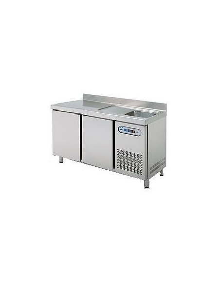 MESA FRÖA+FREGADERO 2 PUERTAS FONDO 600MM  INOX. MOD MPSF150                                                                    