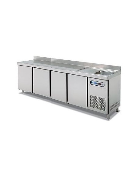MESA FRÖA+FREGADERO 4 PUERTAS FONDO 600MM. INOX. MOD MPSF250                                                                    