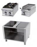 CONJUNTO DE COCCIàN FORMADO POR COCINA 2 FUEGOS+BARBACOA Y MUEBLE FONDO 750MM REPAGAS MOD MCB8075                               