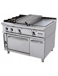 CONJUNTO DE COCCIàN FORMADO POR COCINA 2 FUEGOS+PLANCHA ACERO+BARBACOA Y HORNO GAS FONDO 750MM REPAGAS MOD HCP                  