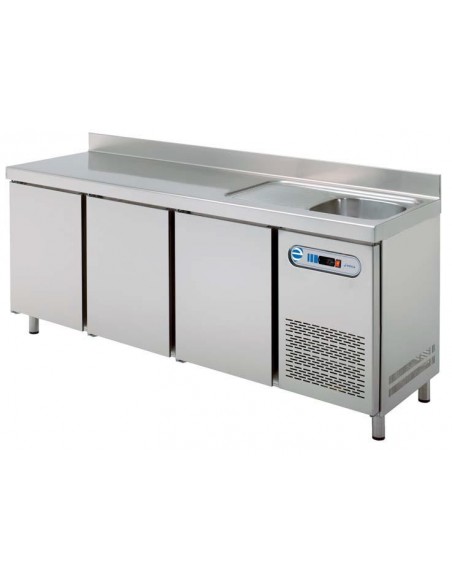 MESA FRÖA+FREGADERO 3 PUERTAS GN1/1 FONDO 700MM INOX. MOD MPGF180                                                               